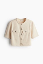 Short-Sleeved Boucle Cardigan