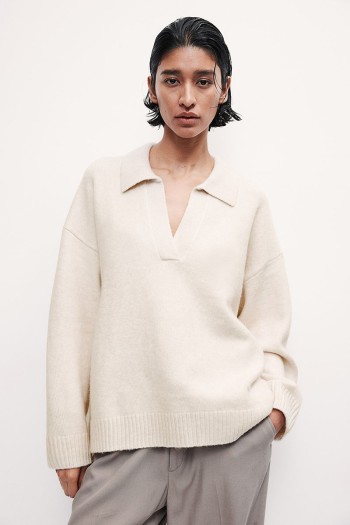 Fine-knit Collared Sweater