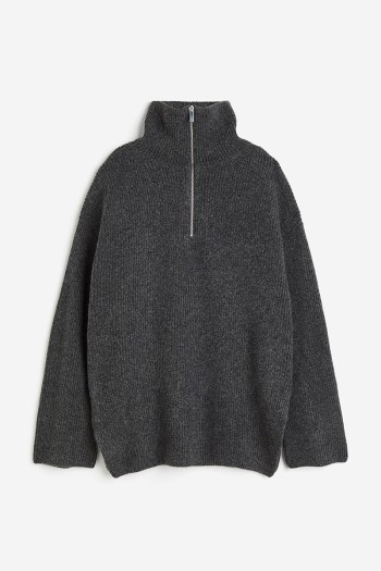 Rib-knit Half-zip Sweater