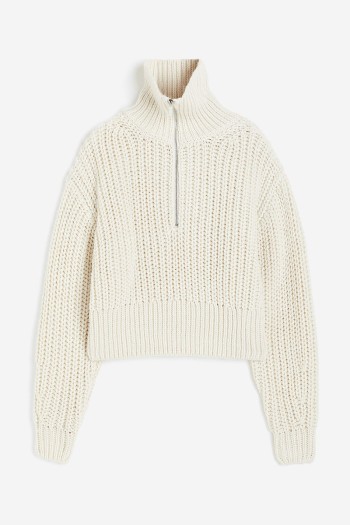 Chunky-knit Half-zip Sweater