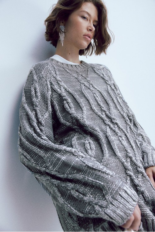 Oversized Shimmery Metallic Sweater