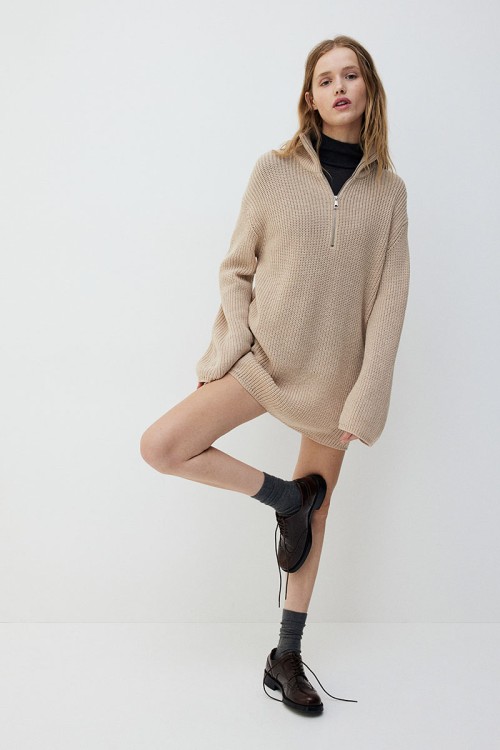 Chunky-Knit Half-Zip Sweater